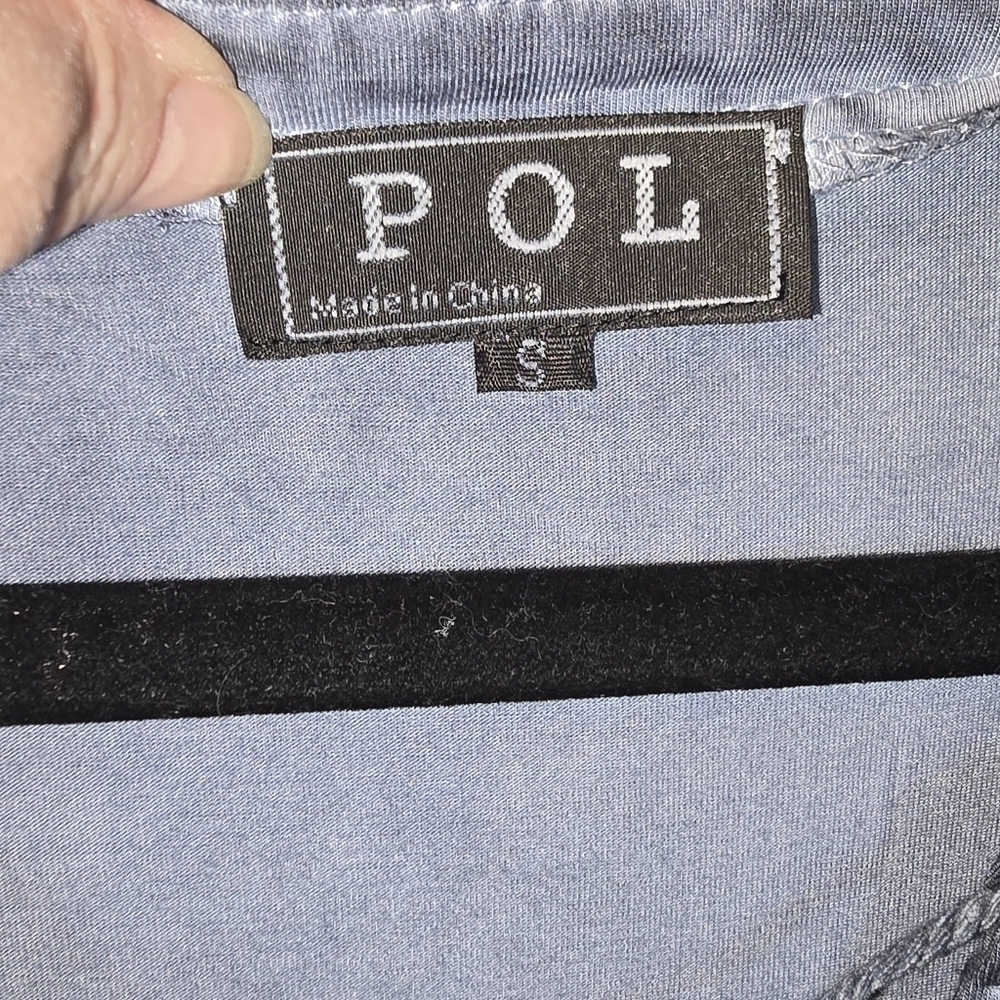 POL Boho Flowy Peasant Style Sheer Lace Panel Maxi Dress Blue-Gray Size Small - Picture 12 of 14